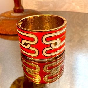 NWOT.  Orange, White, Gold Cuff bracelet